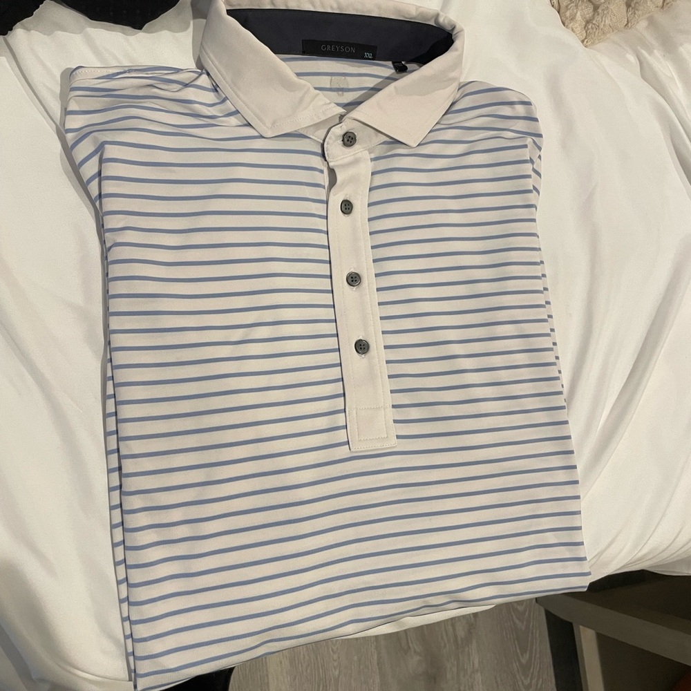 Greyson Men's Blue Striped Polo Shirt
